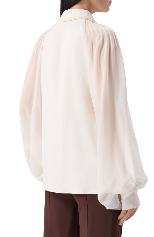 Блузка из вискозы и шелка Elie Saab SH132EF25CD020 Кремовый  SH132EF25CD020 Фото 4