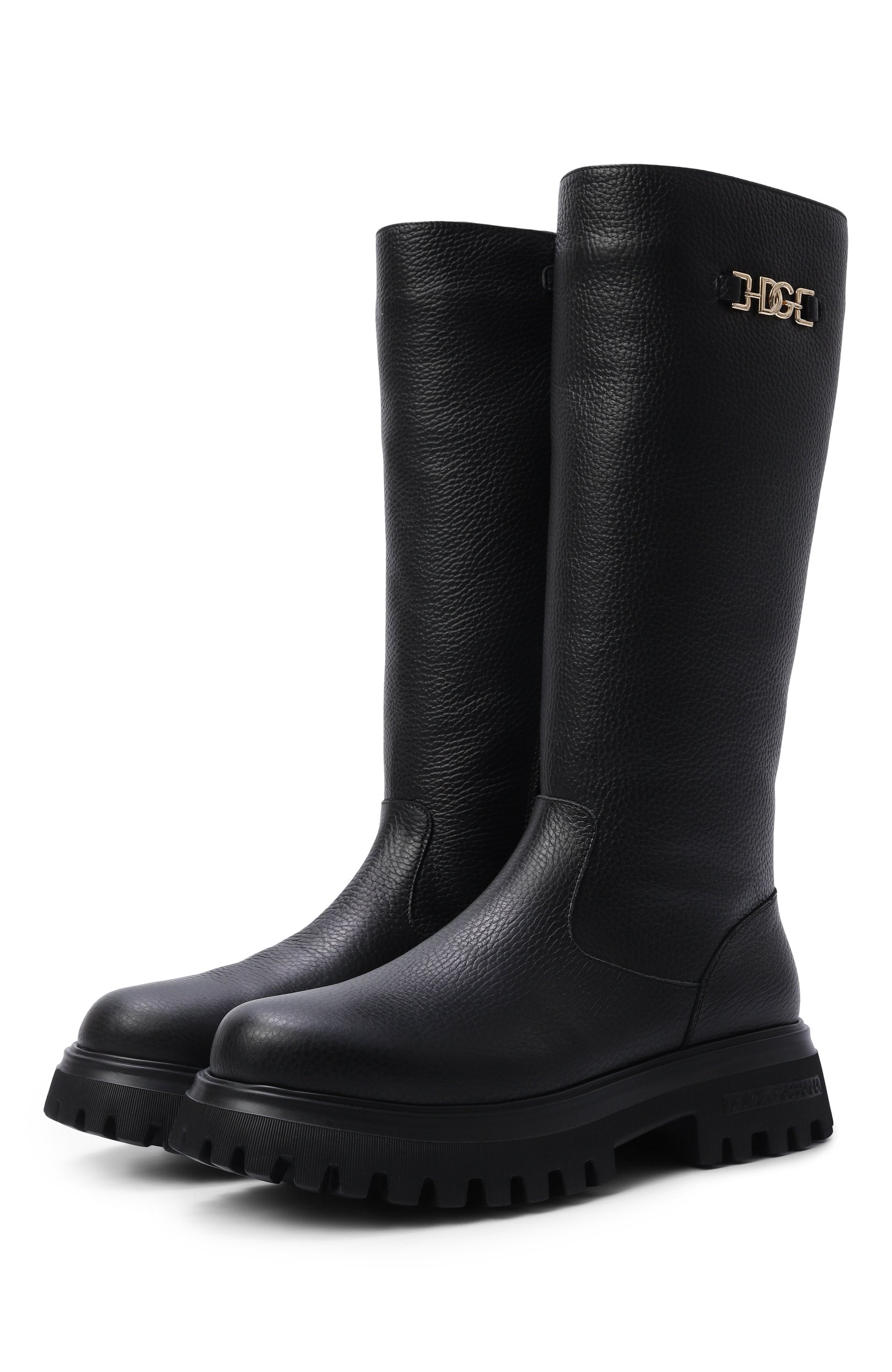 Кожаные сапоги DOLCE & GABBANA черного цвета по цене 84200 руб., арт. D11435/A0722, фото 1 Кожаные сапоги DOLCE & GABBANA, арт. D11435/A0722, фото 1