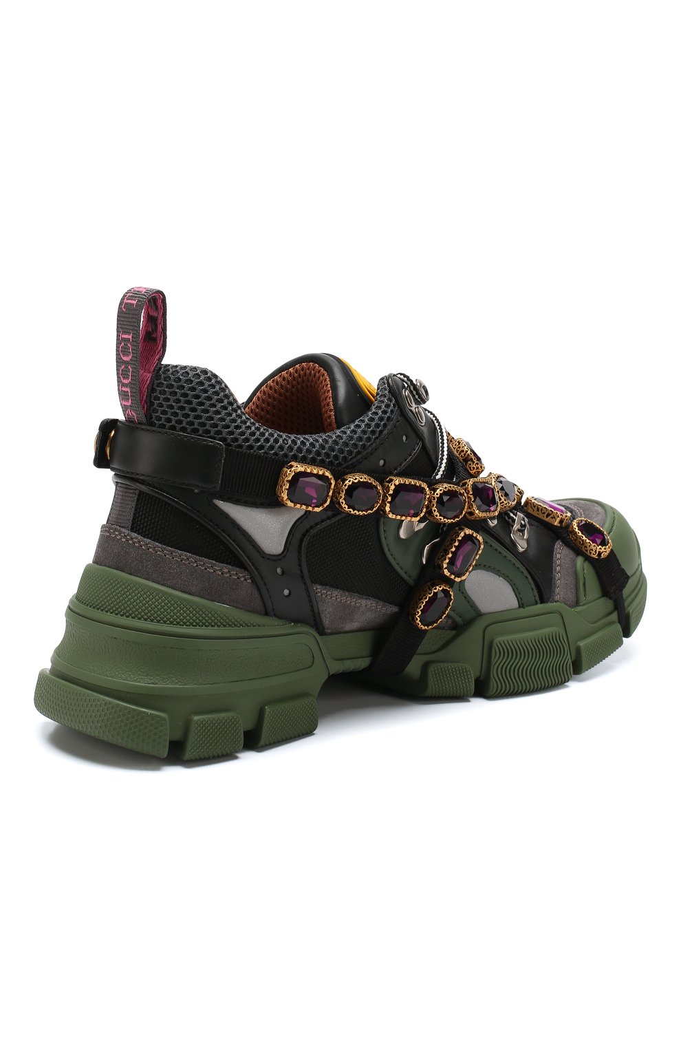 Комбинированные кроссовки flashtrek с отделкой кристаллами GUCCI, арт. 537355/GGZ30, фото 4