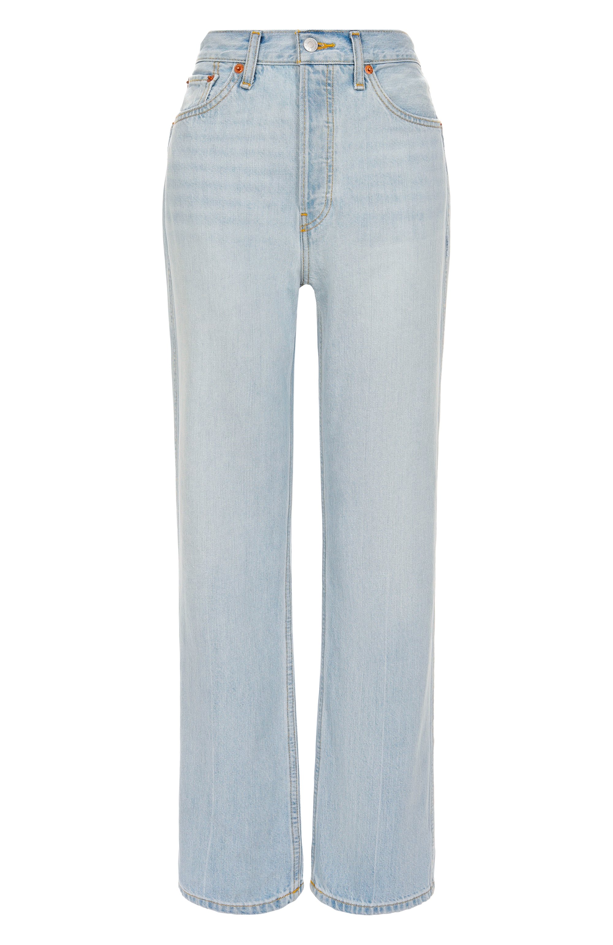 Джинсы 90s RE/DONE голубого цвета по цене 49450 руб., арт. 168-03W90HRL0, фото 1 Джинсы 90s RE/DONE, арт. 168-03W90HRL0, фото 1