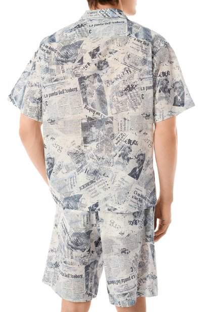 Рубашка изо льна и хлопка ICEBERG голубого цвета по цене 33900 руб., арт. G060/3603, фото 4 Рубашка изо льна и хлопка ICEBERG, арт. G060/3603, фото 4