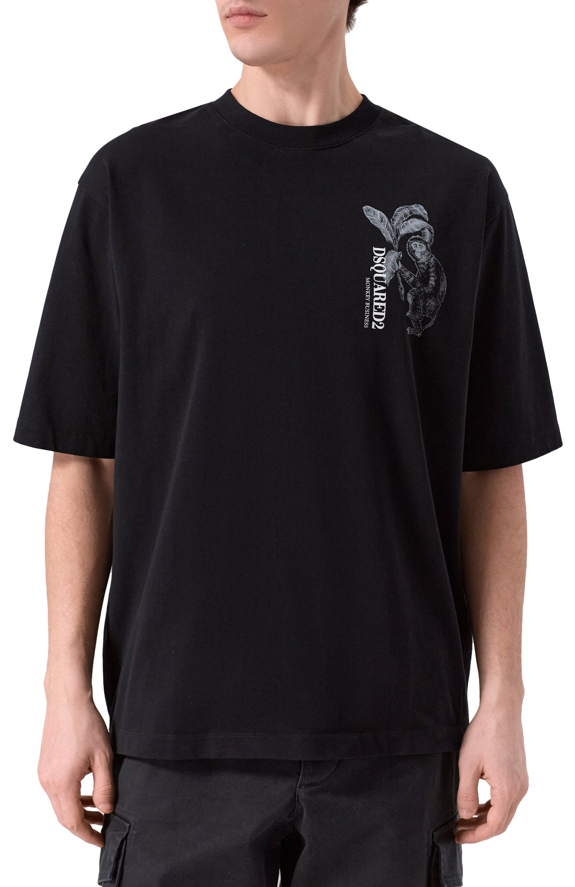 Хлопковая футболка DSQUARED2 черного цвета по цене 38700 руб., арт. S74GD1546/D20106, фото 3 Хлопковая футболка DSQUARED2, арт. S74GD1546/D20106, фото 3