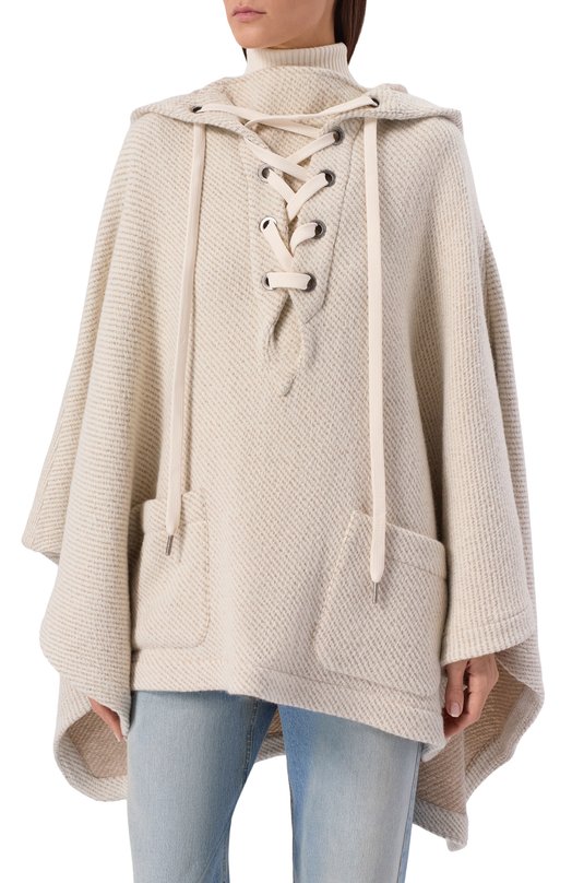 Шерстяное пончо Golden Goose Deluxe Brand GUP02367.P002191 Бежевый  GUP02367.P002191 Фото 3