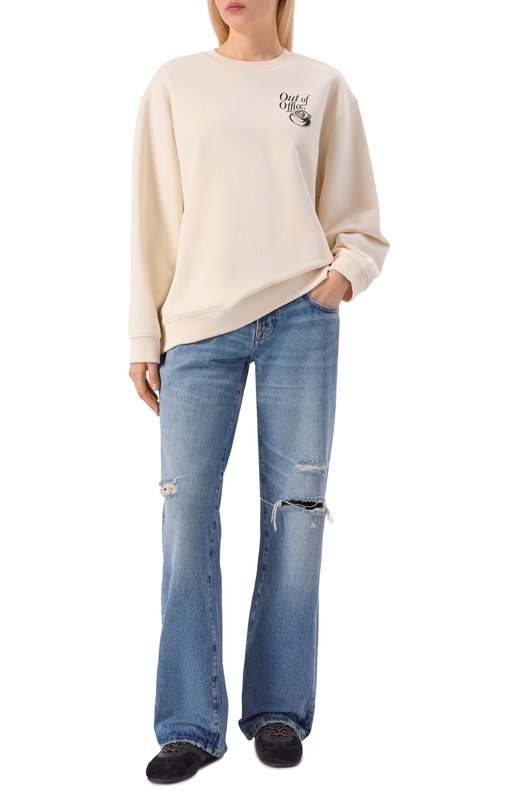 Хлопковый свитшот HUGO Blue 50560782 Кремовый  50560782 Фото 2