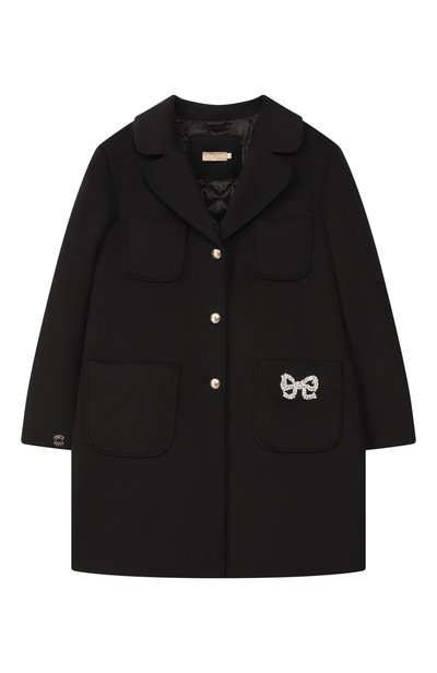 Пальто ELIE SAAB JUNIOR черного цвета по цене 87850 руб., арт. EFCT003/TS1059_001, фото 1 Пальто ELIE SAAB JUNIOR, арт. EFCT003/TS1059_001, фото 1