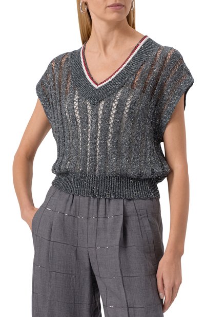 Льняной жилет BRUNELLO CUCINELLI, арт. MC0559412, фото 3