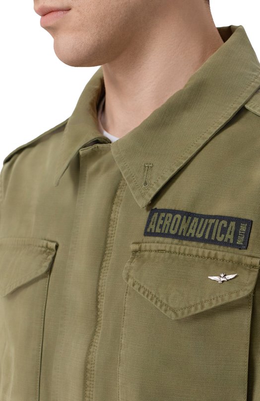 Хлопковая куртка Aeronautica Militare AB3044UCT04233 Хаки  AB3044UCT04233 Фото 5