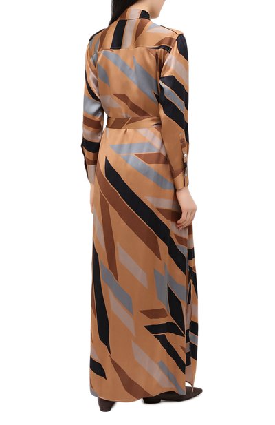 Шелковое платье KITON коричневого цвета по цене 174000 руб., арт. D47321K05T81, фото 4 Шелковое платье KITON, арт. D47321K05T81, фото 4