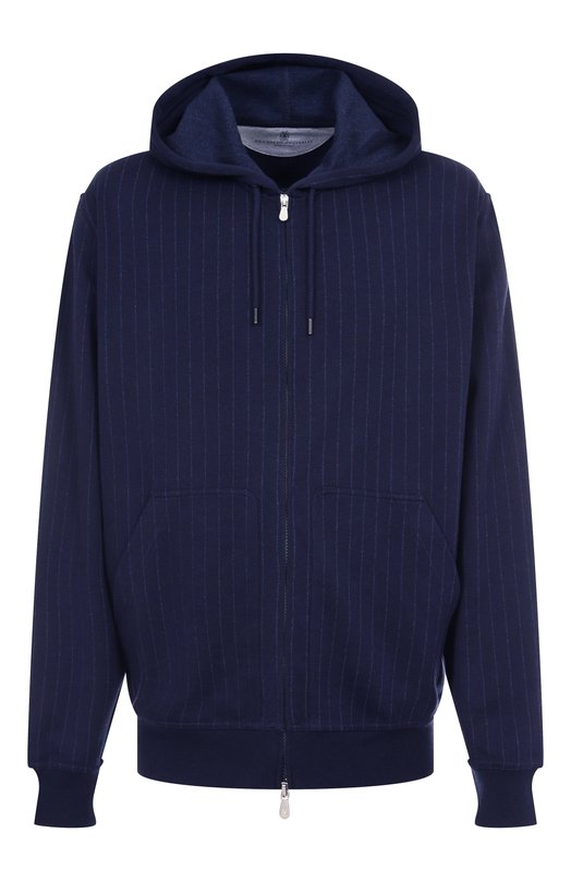 Толстовка из хлопка и кашемира Brunello Cucinelli MM8339069G Синий MM8339069G