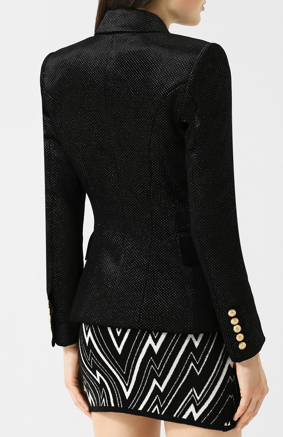 Приталенный двубортный жакет с контрастными пуговицами BALMAIN, арт. 147220/122C, фото 4