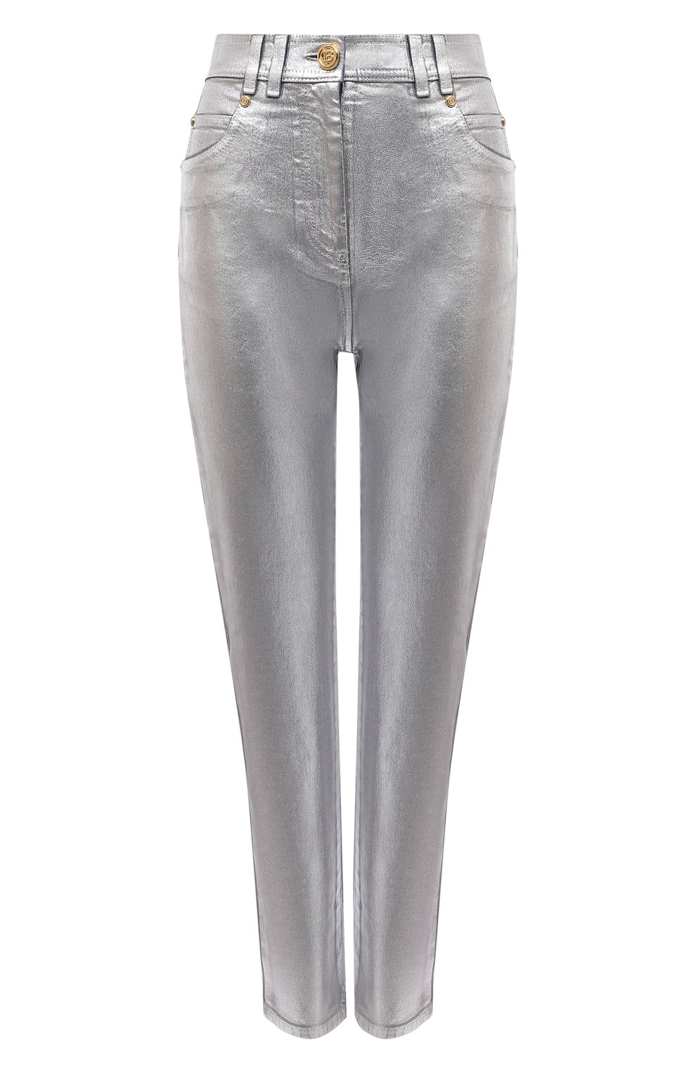 Джинсы BALMAIN серебряного цвета по цене 118500 руб., арт. WF0MG005/D160, фото 1 Джинсы BALMAIN, арт. WF0MG005/D160, фото 1