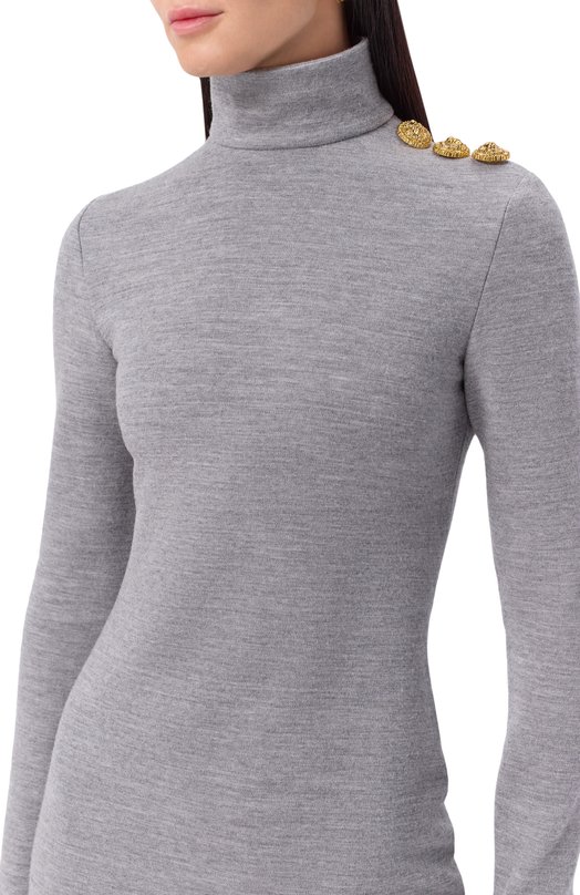 Платье из шерсти и хлопка Balmain FF0R8895/JL17 Серый  FF0R8895/JL17 Фото 5