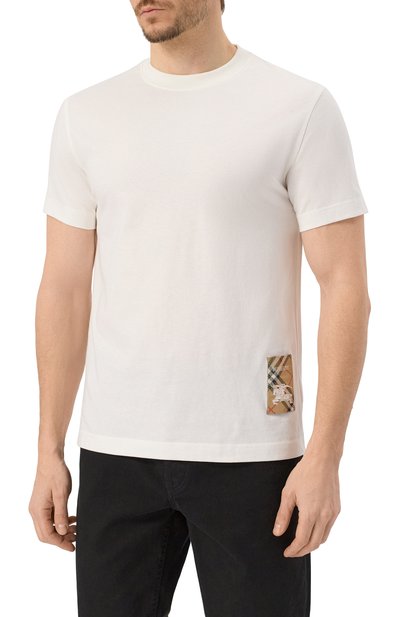 Хлопковая футболка BURBERRY кремового цвета по цене 47350 руб., арт. 8102254, фото 3 Хлопковая футболка BURBERRY, арт. 8102254, фото 3