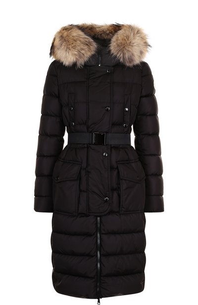Женский стеганый пуховик с поясом и капюшоном MONCLER, арт. C2-093-49884-25-68065