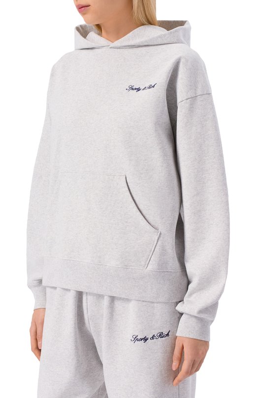 Хлопковое худи Sporty and Rich ST09168326GY03 Серый  ST09168326GY03 Фото 3