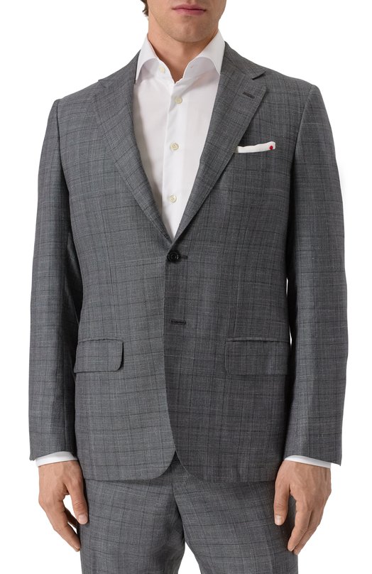 Костюм из смеси кашемира и шелка Kiton UA81K06S05 Серый  UA81K06S05 Фото 3