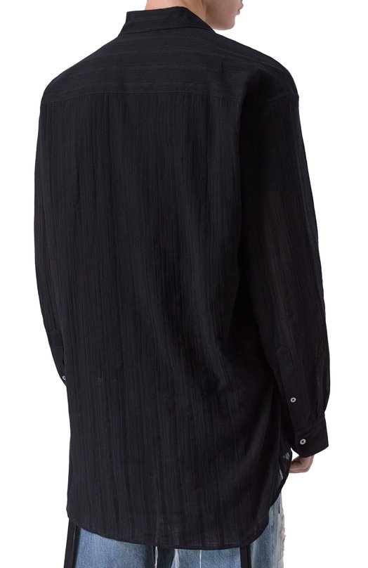 Рубашка из хлопка и шерсти Ann Demeulemeester B0013137/FA648 Чёрный  B0013137/FA648 Фото 4