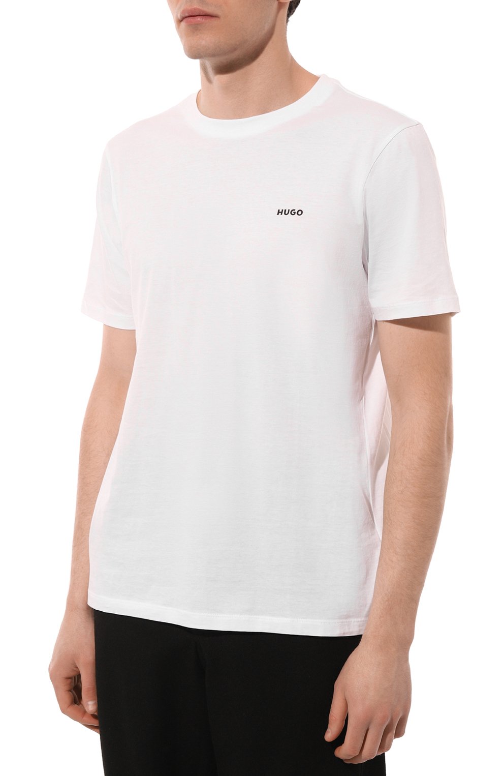 Хлопковая футболка HUGO белого цвета по цене 5975 руб., арт. 50466158, фото 3 Хлопковая футболка HUGO, арт. 50466158, фото 3