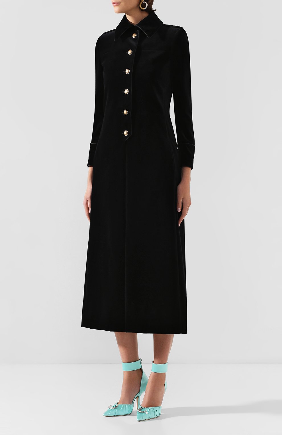Хлопковое пальто SAINT LAURENT черного цвета по цене 422000 руб., арт. 579318/Y615W, фото 3 Хлопковое пальто SAINT LAURENT, арт. 579318/Y615W, фото 3