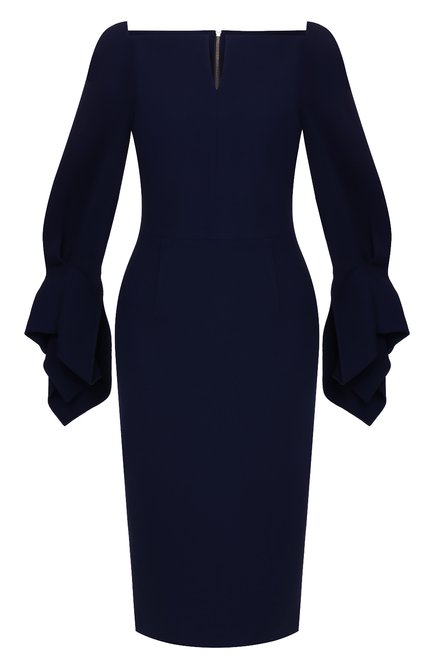 Женское платье ROLAND MOURET темно-синего цвета, арт. PW19/S0697/F2241 | Фото 1 (Материал подклада: Синтетический материал; Рукава: Длинные; Статус проверки: Проверено, Проверена категория; Длина Ж (юбки, платья, шорты): Миди, До колена; Материал внешний: Синтетический материал, Вискоза; Случай: Повседневный; Женское Кросс-КТ: платье-футляр, Платье-одежда; Материал сплава: Проставлено, Проверено; Драгоценные камни: Проставлено)