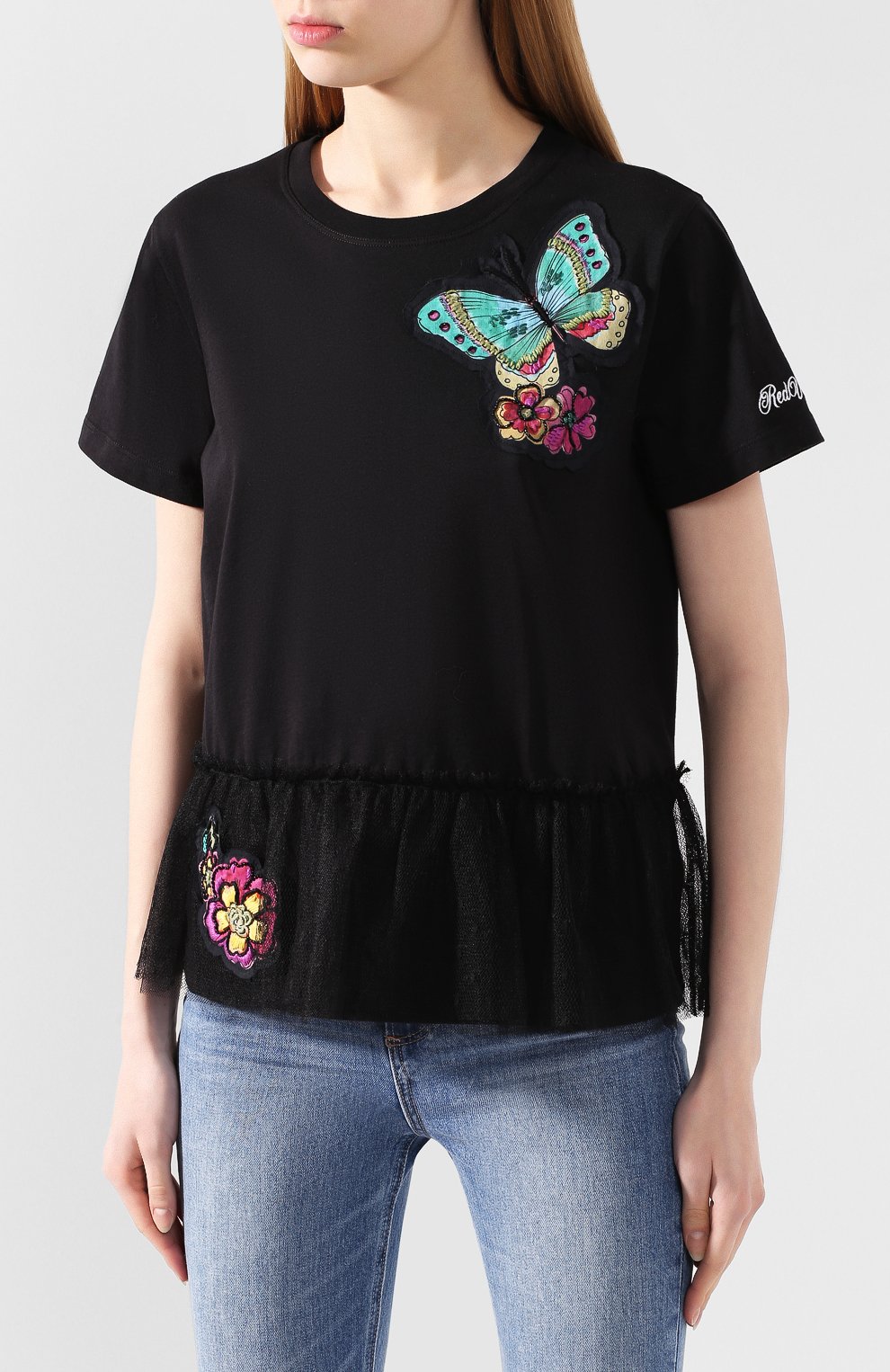 Хлопковая футболка REDVALENTINO черного цвета по цене 25650 руб., арт. TR0MG06C/549, фото 3 Хлопковая футболка REDVALENTINO, арт. TR0MG06C/549, фото 3