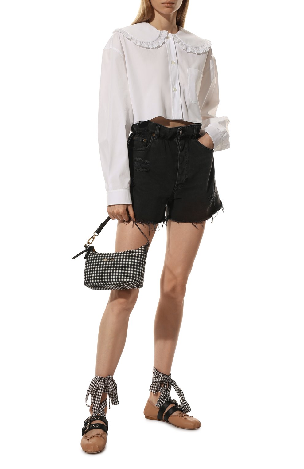 Джинсовые шорты MIU MIU темно-серого цвета по цене 78000 руб., арт. GWP300-10KX-F0002, фото 2 Джинсовые шорты MIU MIU, арт. GWP300-10KX-F0002, фото 2