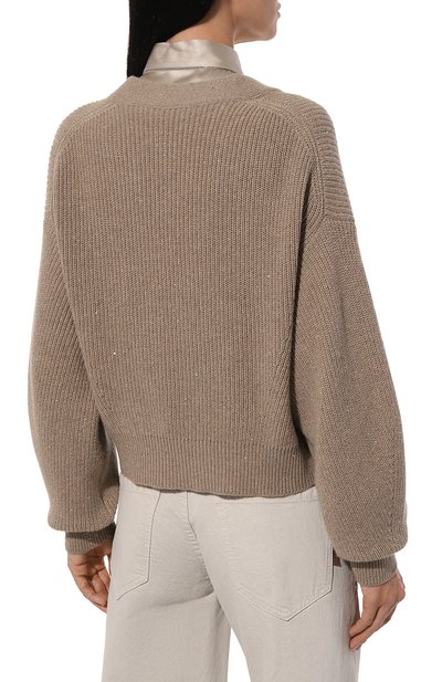 Кардиган из кашемира и шерсти BRUNELLO CUCINELLI бежевого цвета по цене 216000 руб., арт. MBM756906P, фото 4 Кардиган из кашемира и шерсти BRUNELLO CUCINELLI, арт. MBM756906P, фото 4