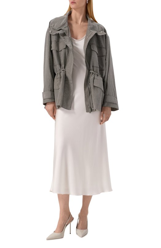 Парка с отделкой стразами Pinko 104598/A2BW Серый  104598/A2BW Фото 2
