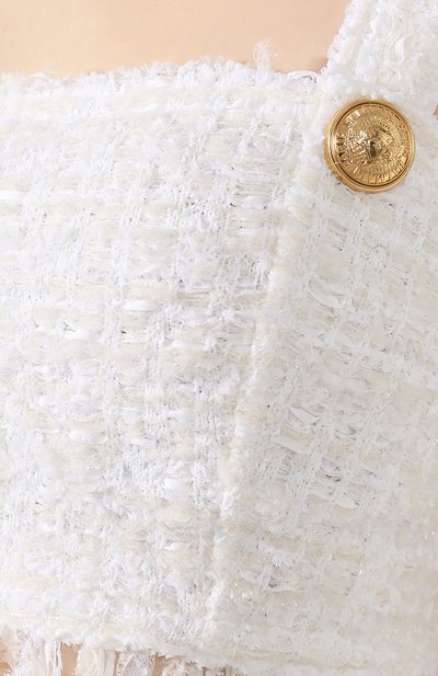Буклированный топ BALMAIN белого цвета по цене 82800 руб., арт. RF10605/K290, фото 5 Буклированный топ BALMAIN, арт. RF10605/K290, фото 5