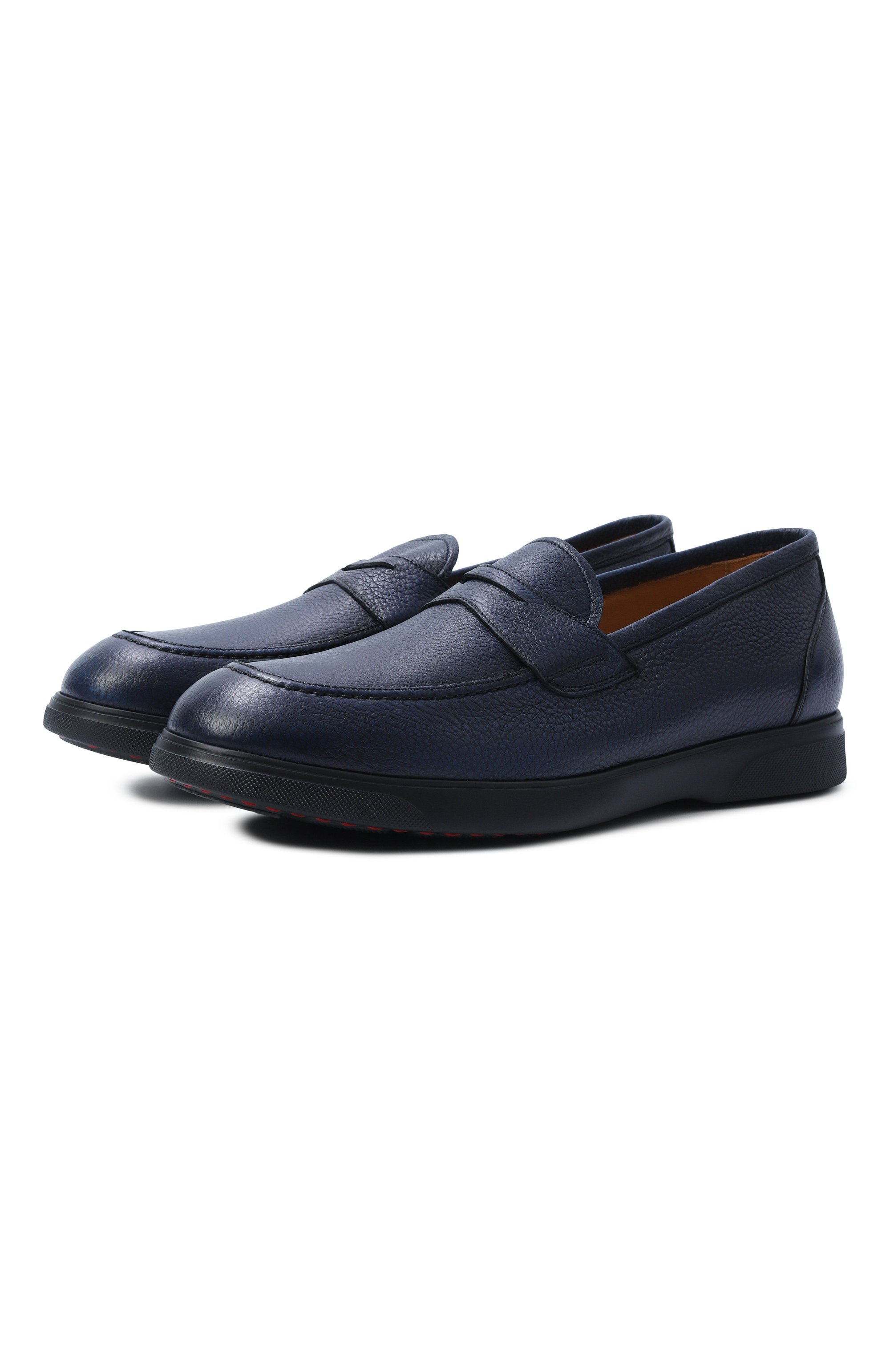 Кожаные пенни-лоферы KITON темно-синего цвета по цене 131000 руб., арт. USSA491N00126, фото 1 Кожаные пенни-лоферы KITON, арт. USSA491N00126, фото 1