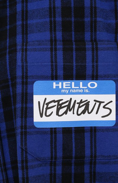 Рубашка из хлопка и вискозы VETEMENTS синего цвета по цене 114500 руб., арт. UA52SH800B 1002/W, фото 5 Рубашка из хлопка и вискозы VETEMENTS, арт. UA52SH800B 1002/W, фото 5