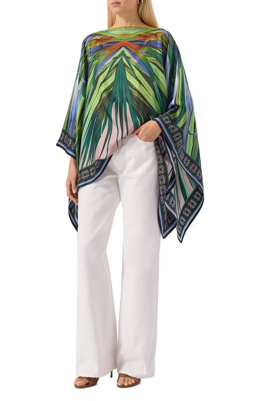 Шелковый топ Elie Saab 710009407 Зелёный  710009407 Фото 2