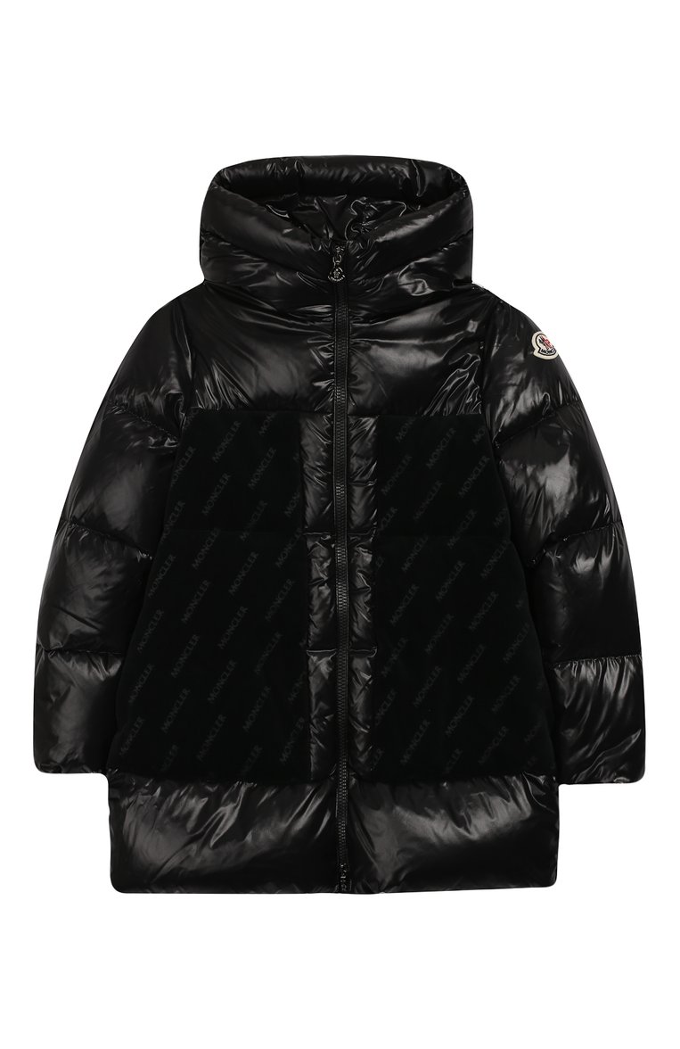 Детская пуховая куртка с капюшоном MONCLER ENFANT черного цвета, арт. E2-954-49962-85-68950/12-14A | Фото 1 (Рукава: Длинные; Материал утеплителя: Пух и перо; Материал внешний: Синтетический материал; Материал подклада: Синтетический материал; Статус проверки: Проверена категория, Проверено; Девочки Кросс-КТ: Пуховик-верхняя одежда; Кросс-КТ: Зима; Материал сплава: Проставлено, Проверено; Драгоценные камни: Проставлено)