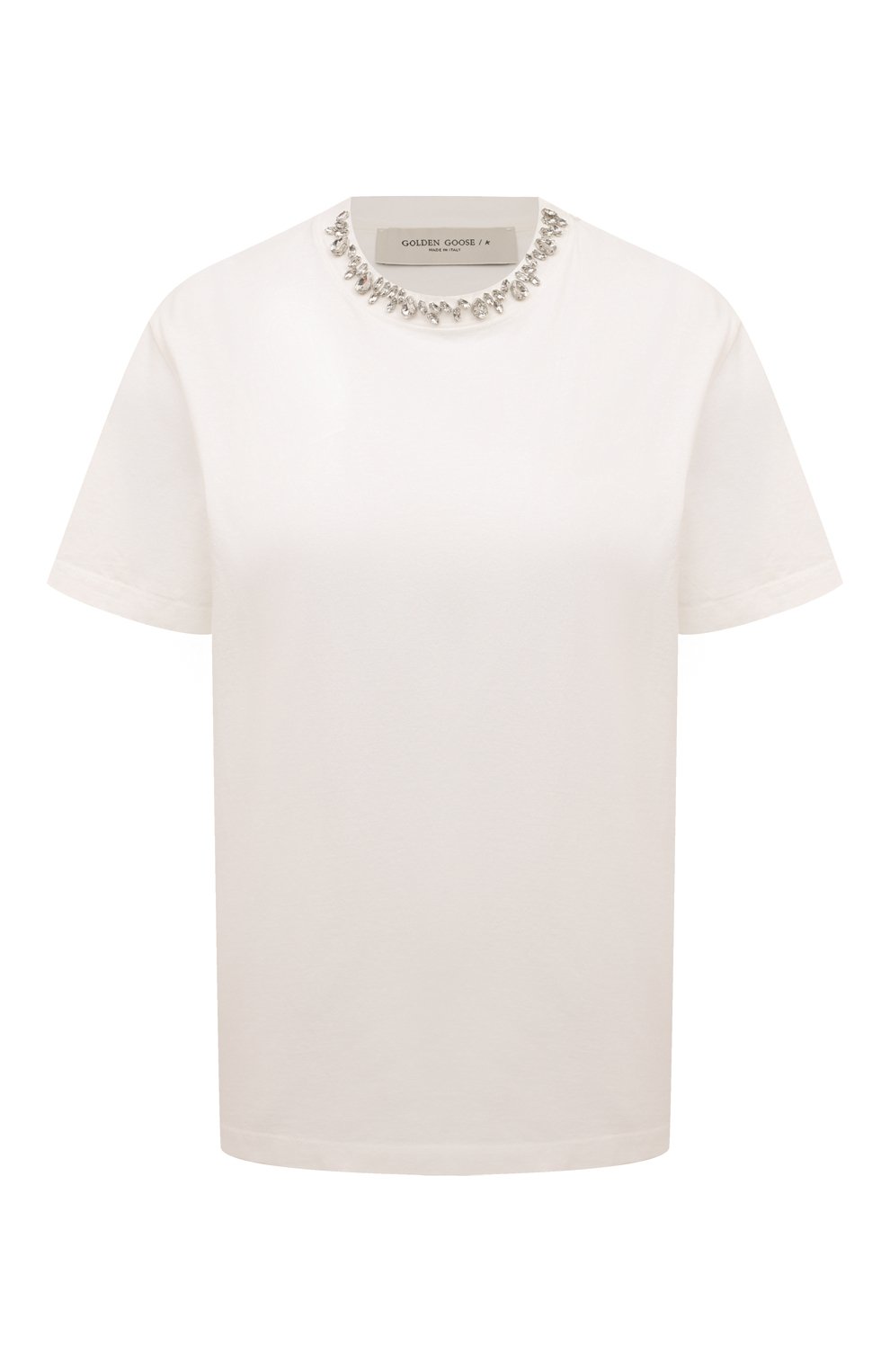 Хлопковая футболка GOLDEN GOOSE DELUXE BRAND белого цвета по цене 24050 руб., арт. GWP01220.P000673, фото 1 Хлопковая футболка GOLDEN GOOSE DELUXE BRAND, арт. GWP01220.P000673, фото 1