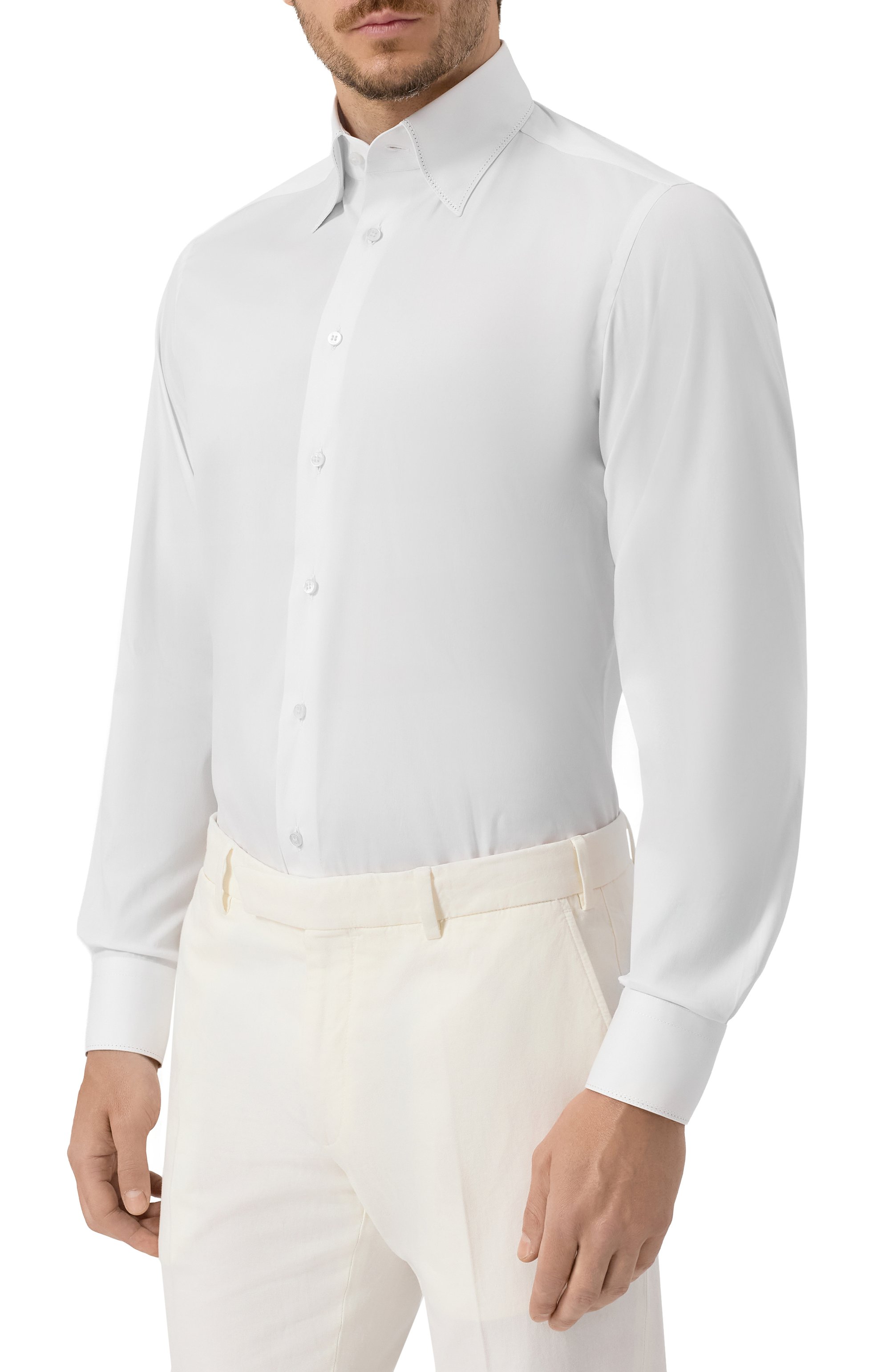 Хлопковая сорочка ZILLI белого цвета по цене 96550 руб., арт. CLAB03M010813037U, фото 3 Хлопковая сорочка ZILLI, арт. CLAB03M010813037U, фото 3