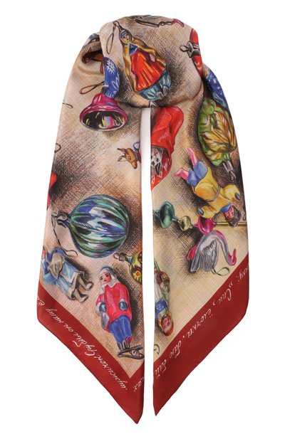 Шелковая шаль новогодние игрушки GOURJI, арт. 91145437/6251108, фото 1