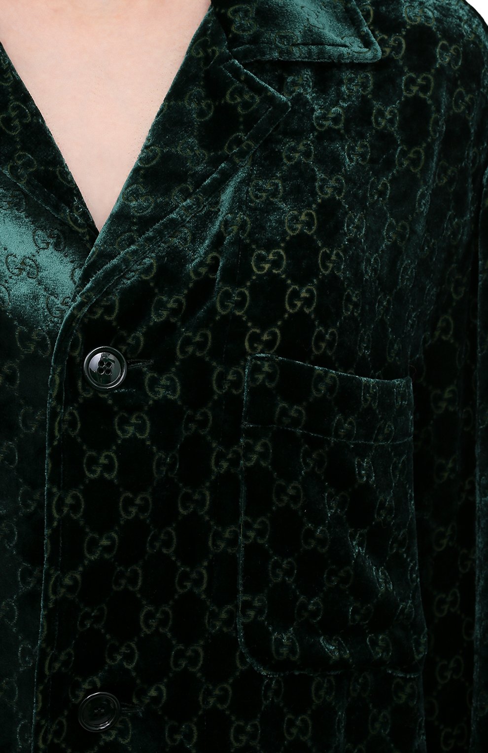 Бархатная рубашка GUCCI темно-зеленого цвета по цене 201600 руб., арт. 675827/ZAHGE, фото 5 Бархатная рубашка GUCCI, арт. 675827/ZAHGE, фото 5