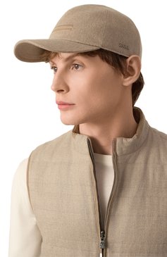 Мужская кашемировая бейсболка ZEGNA бежевого цвета, арт. B8D/Z8I09HA8 | Фото 2 (Материал: Текстиль, Шерсть, Кашемир; Нос: Не проставлено)