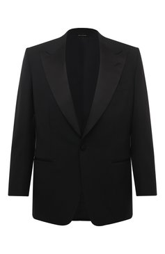 Мужской шерстяной пиджак TOM FORD черного цвета, арт. Q22R12/21RP48_1 | Фото 1 (Материал внешний: Шерсть; Рукава: Длинные; Случай: Вечерний; Длина (для топов): Стандартные; Материал сплава: Проставлено; Стили: Классический; 1-2-бортные: Однобортные; Драгоценные камни: Проставлено; Пиджаки М: Приталенный)