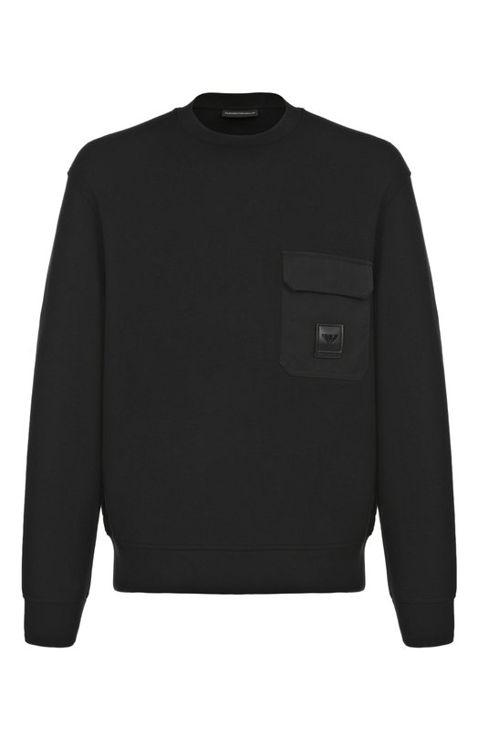 Хлопковый свитшот Emporio Armani EM002925/AF10013 Чёрный EM002925/AF10013