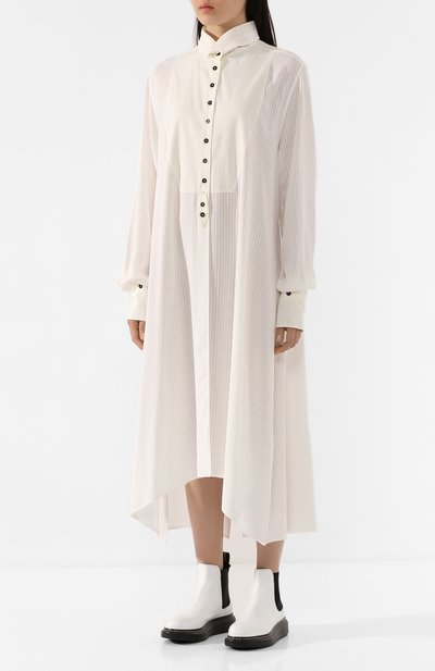 Платье из смеси вискозы и хлопка ANN DEMEULEMEESTER светло-бежевого цвета по цене 53350 руб., арт. 2001-2014-P-156-005, фото 3 Платье из смеси вискозы и хлопка ANN DEMEULEMEESTER, арт. 2001-2014-P-156-005, фото 3