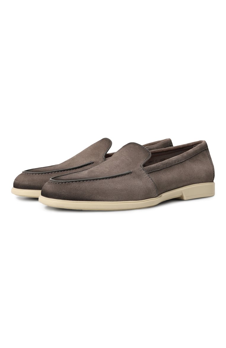 Мужские замшевые лоферы malibu SANTONI серого цвета, арт. MGAG18777TICSSG5G77 | Фото 1 (Нос: Не проставлено; Материал внутренний: Натуральная кожа; Стили: Кэжуэл; Материал внешний: Замша, Натуральная кожа; Автоматизация состава: Проставлено)