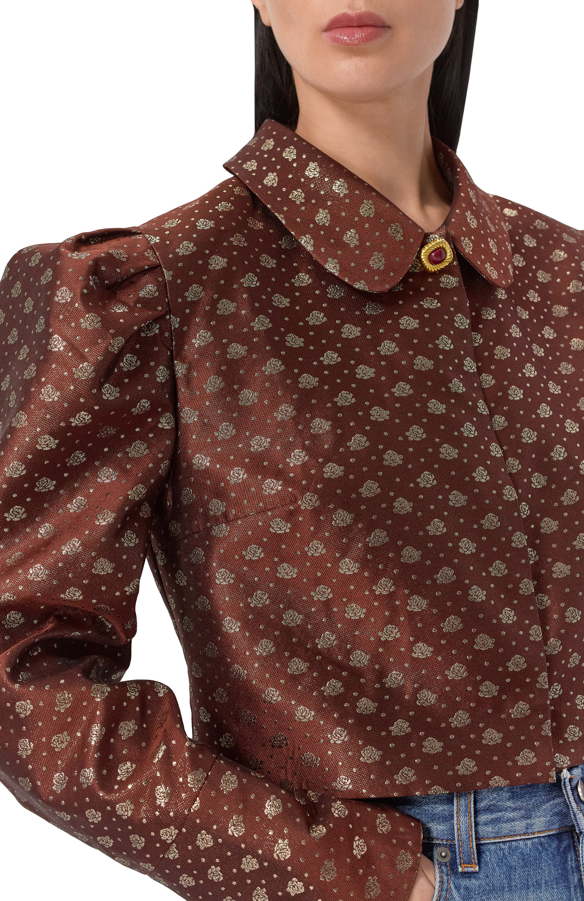 Жакет из вискозы BOTROIS коричневого цвета по цене 37900 руб., арт. SKU4663306, фото 5 Жакет из вискозы BOTROIS, арт. SKU4663306, фото 5