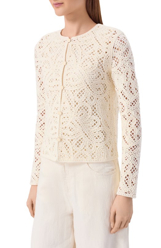 Хлопковый кардиган Emporio Armani EW002977/AF22471 Кремовый  EW002977/AF22471 Фото 3