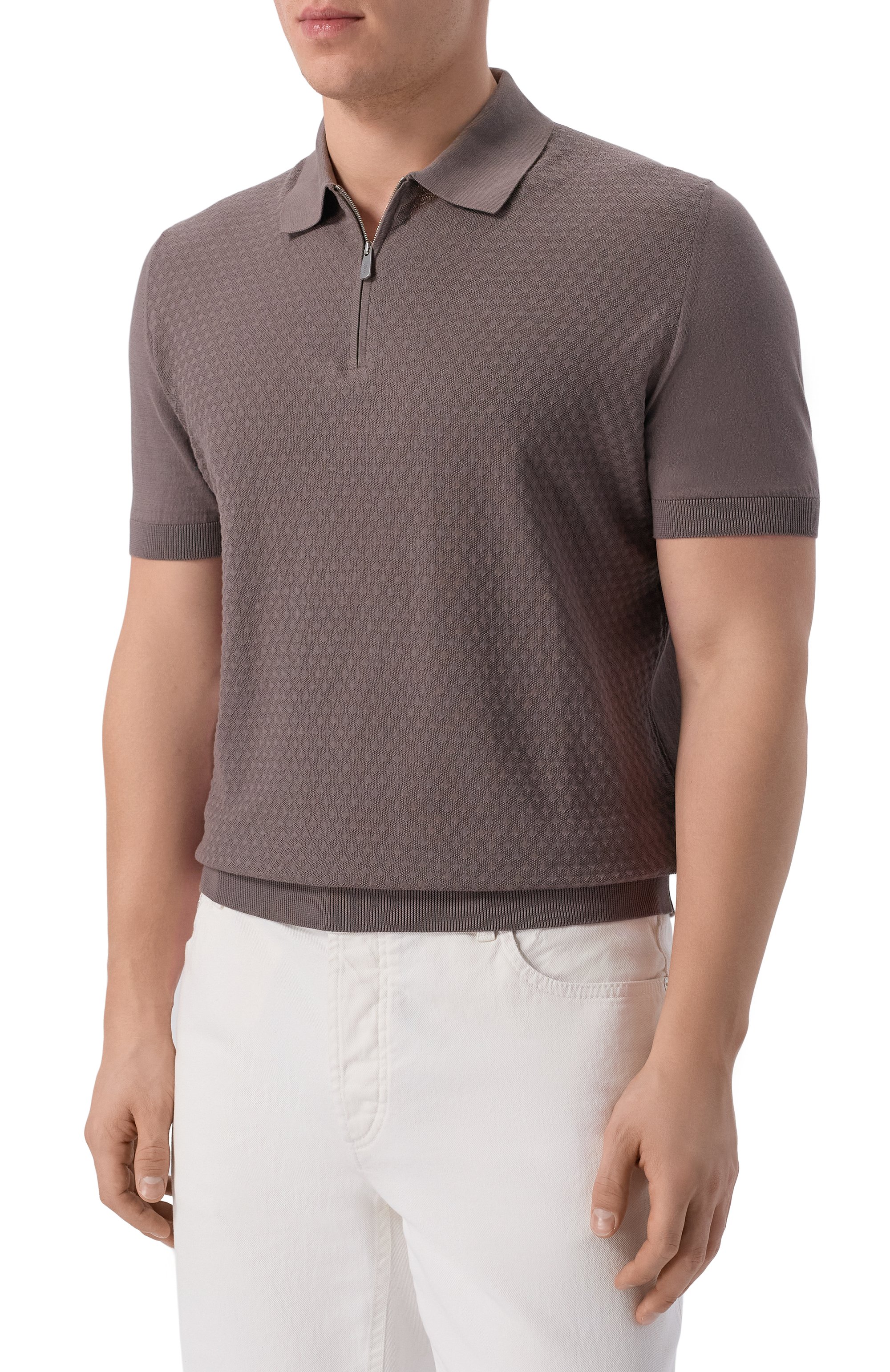 Хлопковое поло FEDELI серого цвета по цене 64600 руб., арт. MU0D5853/GIZA LIGHT DUSTY, фото 3 Хлопковое поло FEDELI, арт. MU0D5853/GIZA LIGHT DUSTY, фото 3