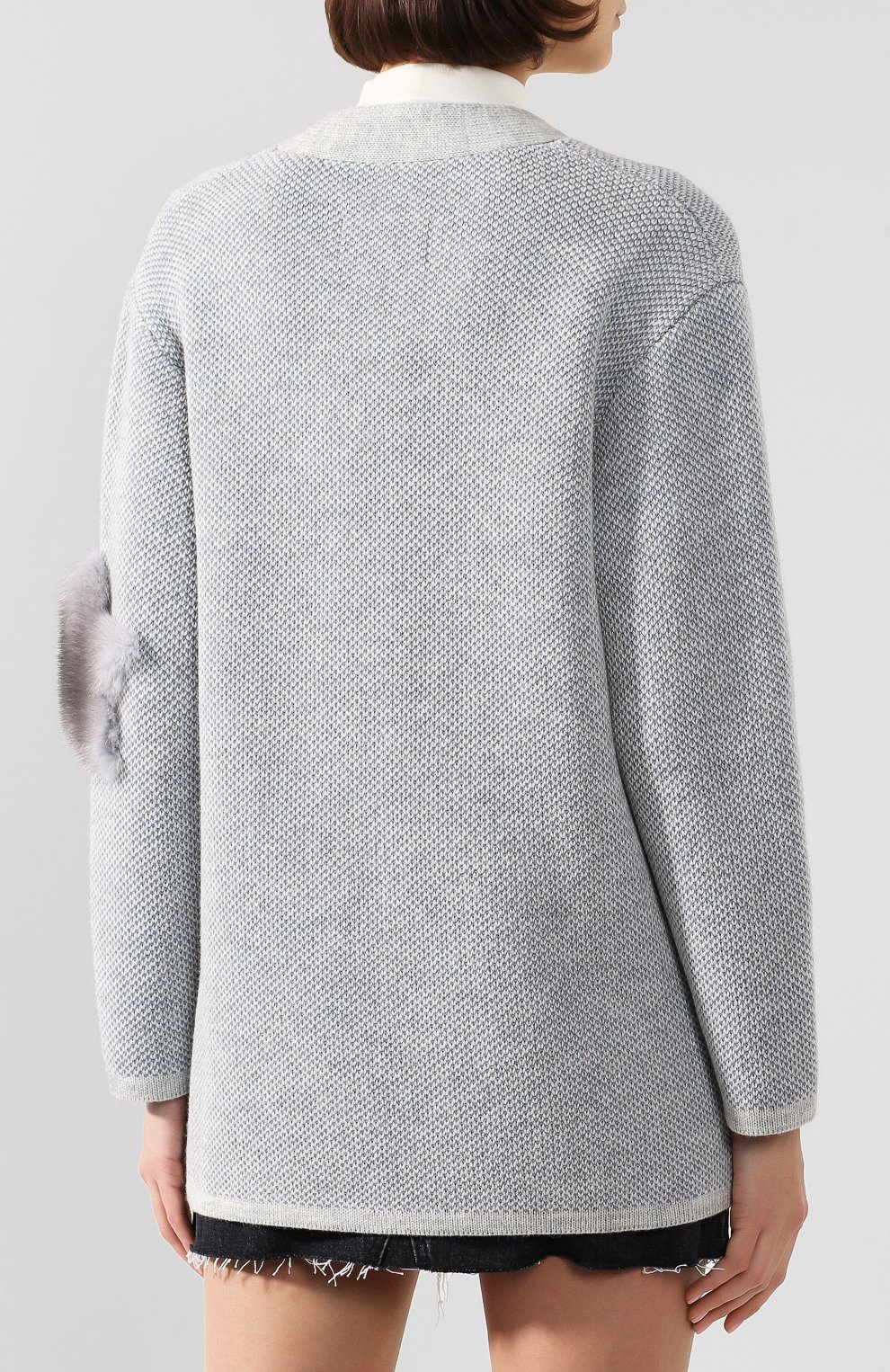 Кардиган SEVEN LAB серого цвета по цене 31080 руб., арт. KN19-02 white/grey, фото 4 Кардиган SEVEN LAB, арт. KN19-02 white/grey, фото 4