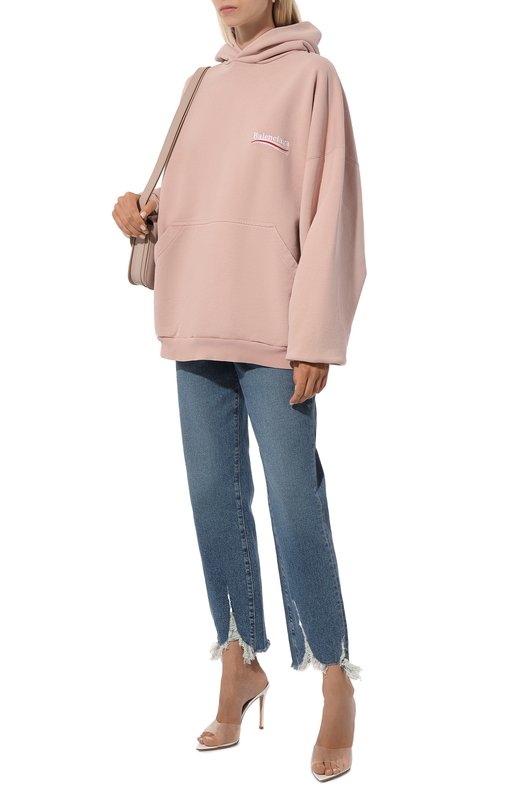 Хлопковое худи Balenciaga 739024/TKVI9 Розовый  739024/TKVI9 Фото 2