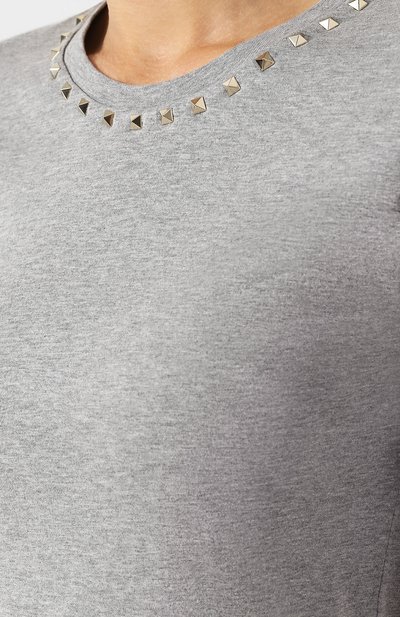 Хлопковая футболка с круглым вырезом и декоративной отделкой VALENTINO, арт. QB3MG03A48T, фото 5