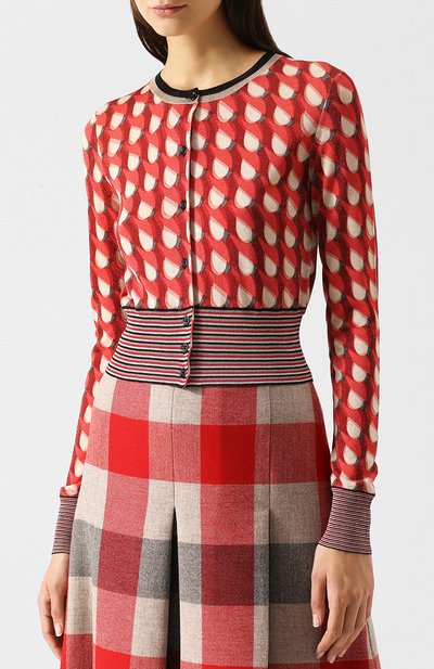 Приталенный кардиган из смеси шелка и вискозы с принтом BOTTEGA VENETA, арт. 517733/VERE0, фото 3