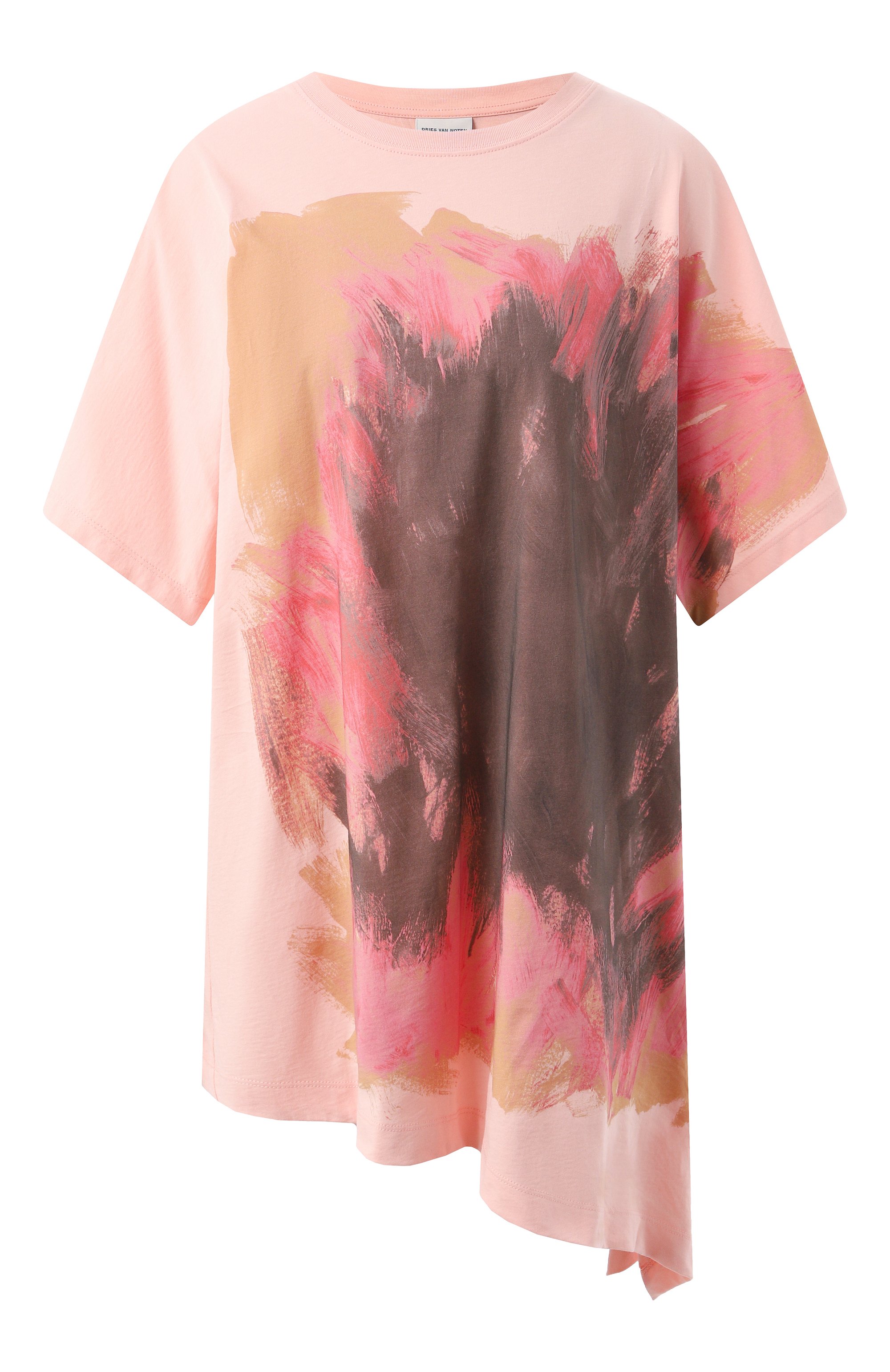 Хлопковая футболка DRIES VAN NOTEN светло-розового цвета по цене 49950 руб., арт. 242-011105-9600, фото 1 Хлопковая футболка DRIES VAN NOTEN, арт. 242-011105-9600, фото 1